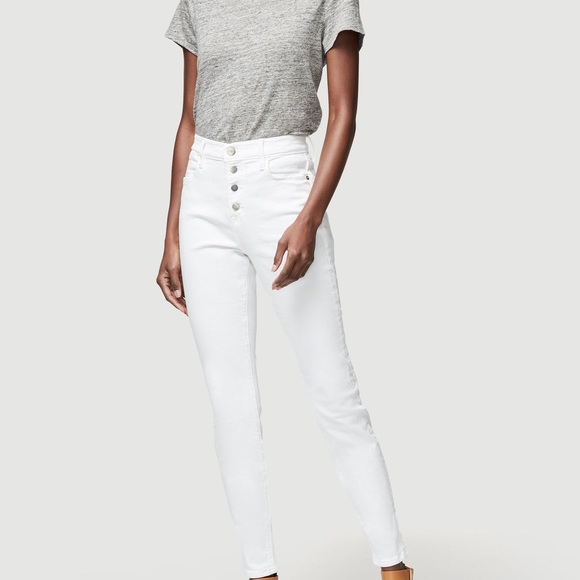 Frame Le High Rise Skinny Button Exposed Fly (Blanc Street) White Jeans Denim 25 - Picture 4 of 12